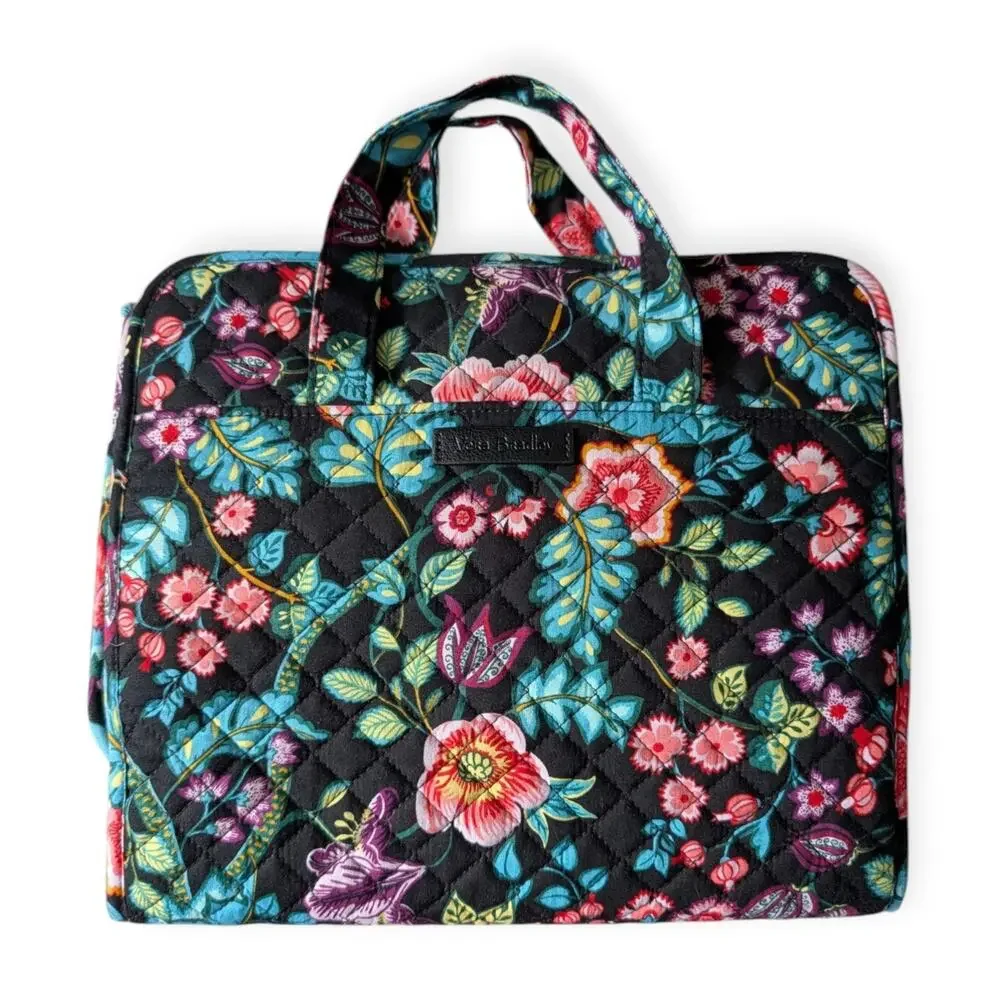 Vera Bradley Iconic Travel Hanging Organizer Vines Floral Print Black Green